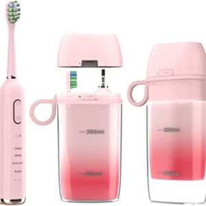 AWESAFE Cepillo de Dientes Eléctrico, Carga Inalámbrica, Estuche Esterilizable UV, 4×3