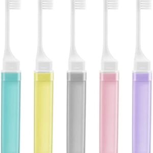 Sibba 5 cepillos de dientes de cerdas suaves con caja mini dedos plegables manuales para