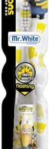 Mr.White Minions - Cepillo de dientes intermitente alimentado por batería para niños, con