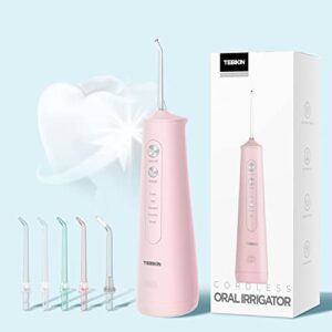 Irrigador Bucal Portatil Profesional,Irrigador Dental Inalámbrico con 5 Boquillas 5 Modos
