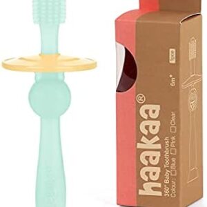 Haakaa 360 ° Cepillo de Dientes para Bebé 100% Silicona 6 Meses +, Base de Succión,