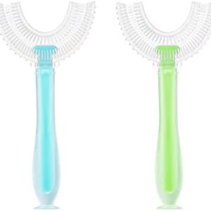 Vicloon Cepillo de dientes para niños con forma de U, 2 Pcs Silicona de Grado Alimenticio,