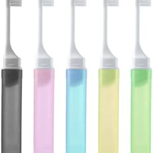 Sibba 5 cepillos de dientes de cerdas suaves con caja mini dedos plegables manuales para