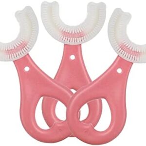 LAMXIN 3 Cepillo dientes infantil, cepillo de dientes en forma de U para niños, cabezal de