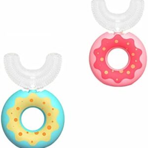 2 Cepillos De Dientes Para Niños Con Forma De u, Cabezal De Silicona Suave, Dientes De 360