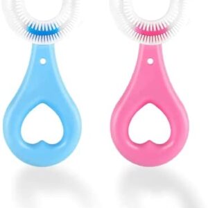 Cepillo Dientes Infantil, 2 Cepillo de Dientes en Forma de U Para Niños, Cabezal de