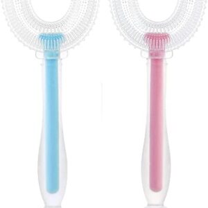 Cepillo de dientes en forma de U para niños, 2 unidades de cepillo de dientes manual en