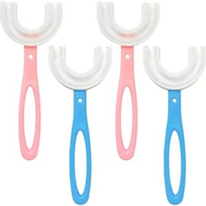 4 cepillos de dientes en forma de U para niños con cerdas de silicona, cabezal de cepillo