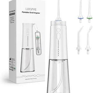 Luxspire Irrigador Profesional Portátil IPX7, Hilo Dental con 4 Boquillas 4 Modos,