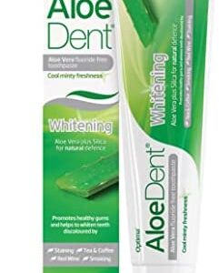 Aloedent - Pasta de dientes blanqueadora de aloe vera libre de flúor, 100 ml
