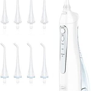 Ducha bucal, 300 ml, irrigador bucal inalámbrico, 3 modos y 8 boquillas, IPX7 resistente