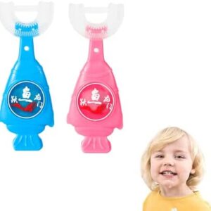 2 Pcs Cepillo de Dientes para Niños, 360° Cepillo de Diente de Boca Entera en Forma de U,