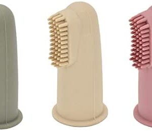 Juego de 3 cepillos dentales para bebés de silicona multicolor con estuche Cepillos para