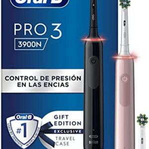 Oral-B Pro 3 3900N Cepillos de Dientes Eléctricos (Pack de 2) con Mangos Recargables, 1