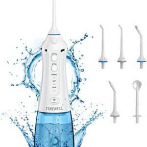 TUREWELL FC1591 Irrigadores Bucales,Irrigador Dental Portatil con 5 Boquillas 3 Modos,IPX7