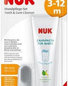 NUK 10256396 - Juego de higiene dental para bebé (pasta de dientes de manzana y plátano y