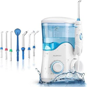 YOUNGDO Irrigador Bucal 600 ML, Irrigador Dental Professional con 10 Ajustes de Presión de