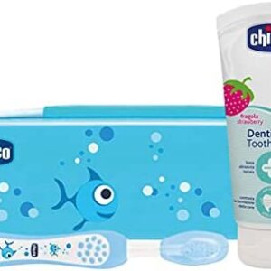 Chicco 00006959200000 - Kit de utensilios para limpieza dental infantil, color azul