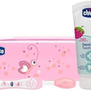 Chicco 7533100000, Set Rosa Cepillo Y Pasta Con Flúor 6m+, Rosa, Tamaño Único, Pack de 1