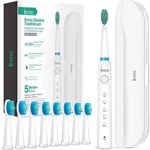Initio Cepillo de dientes eléctrico, 5 modos con temporizador inteligente, 8 cabezales de