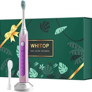 WHITOP CD-04 - Cepillo de dientes eléctrico para adultos, recargable, inalámbrico, con 2