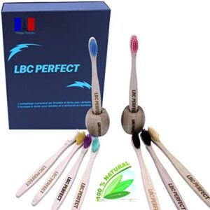 Set de 9 cepillos de dientes de bambú biodegradables, cerdas medianas, cepillos de dientes