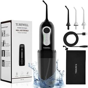 Irrigador Dental, TUREWELL Irrigador Bucal Portátil 260ml USB Recargabl IPX7 Impermeable