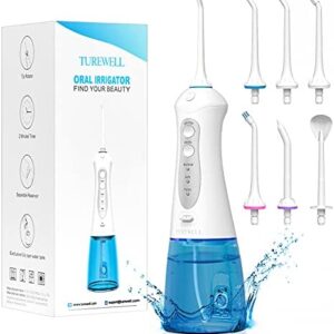 Irrigadores Bucales Portatil-TUREWELL Irrigador Dental con 6 Boquillas 3 Modos,IPX7