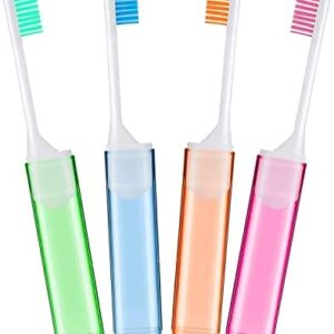 TSHAOUN 4 Piezas Cepillo de Dientes de Viaje Plegable, Suave portátil Cepillo de Dientes