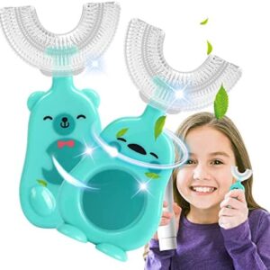 2 Cepillo de Dientes Infantil, Cepillo de Dientes en Forma de U para Niños con Cabezal de