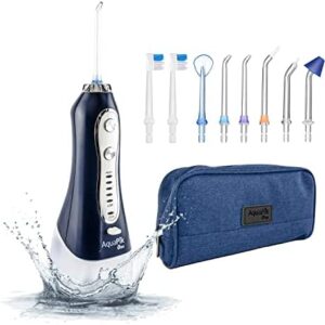 Aquapik One Irrigadores bucales Portátil, Irrigador Dental con 8 Boquillas 5 Modos, IPX7