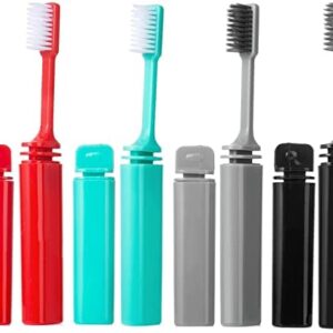 Juego de 4 cepillos de dientes portátiles y suaves para viajes, plegables, suaves y