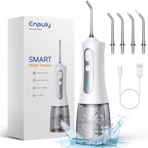 ENPULY Irrigador Dental Portatil, Irrigadores Bucales de Viaje 300ML, 2000mAh Batería