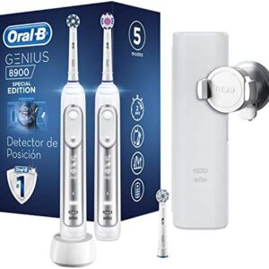 Oral-B Genius Cepillos de Dientes Eléctricos (Pack de 2) con Mango Recargable, Tecnología