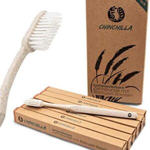 Chinchilla® 6 Pack Cepillo de dientes biodegradable | 100% libre de BPA, ecológico,