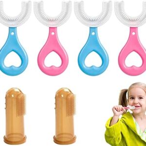 Forma de U Cepillo de dientes para niños,4 Piezas Cepillo de Dientes Bebe Manual,Cuidado
