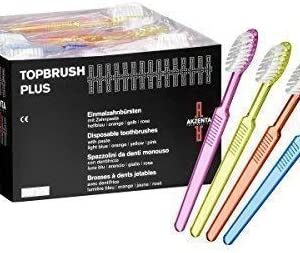 100 Top Brush Plus Cepillo Dientes 4 Colores Mezclado Ultra Suave Cerdas Akzenta