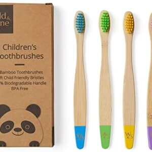 Cepillo de dientes de bambú orgánico para niños | Cuatro colores | Cerdas firmes de fibra