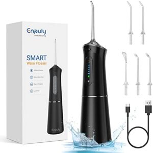 ENPLUY Irrigadores Bucales Portatil, Irrigador Dental Viaje con 5 Boquillas 5 Modos, IPX7