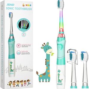 SEAGO Cepillo de dientes eléctrico para niños a partir de 3 – 12 años, cepillo de dientes