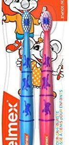 elmex Cepillos de dientes para niños de 2 a 6 años, 2 unidades, manuales, con ventosa,