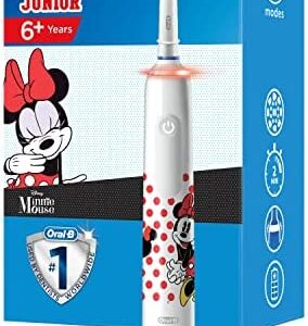 Oral-B Junior Cepillo De Dientes Eléctrico, 1 Mango Recargable De Minnie Con Tecnología De