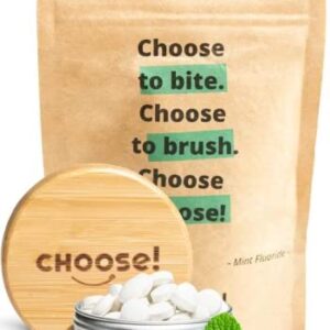 CHOOSE Pastillas de Pasta Dientes con caja Almacenamiento Bambú – 90 Pastillas | Cepillado