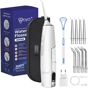 Woya Juego de irrigador bucal WH100 para limpieza dental profesional con 6 modos de