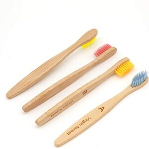 Cepillos de Dientes de Bambú Para Niños, Mango Biodegradable, Cerdas Suaves sin BPA, Juego