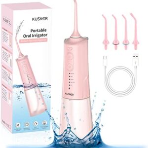 Irrigador Dental Portátil，Irrigador Bucal KUSKER con 5 Nuevos Modos, 4 Puntas de chorro