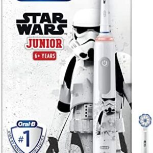 Oral-B Junior Cepillo de Dientes Eléctrico con Mango Recargable de Star Wars, 2 Cabezales