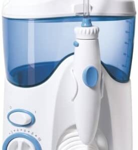 Waterpik WP120UK - Irrigador dental, color blanco y azul