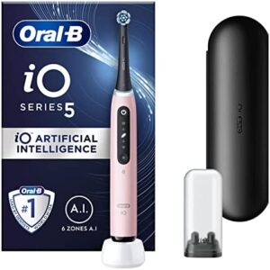 Oral-B Cepillo de dientes eléctrico iO 5 rosa, 1 cabezal de cepillo de dientes, 1 funda de