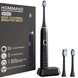 Cepillo de Dientes Eléctrico Sónico, HOMMAND Cepillos de Dientes Electricos Adulto